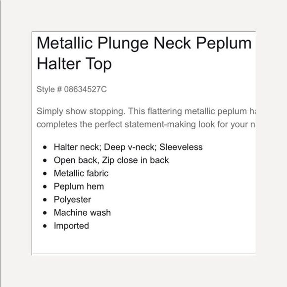 Express Metallic Plunge Neck Peplum Halter Top - Picture 11 of 12